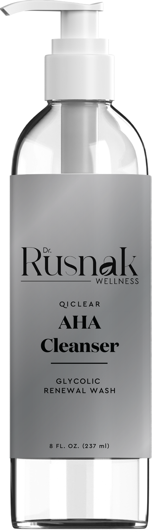 Dr. Rusnak Wellness Qi Clear AHA Cleanser bottle with pump on a white background