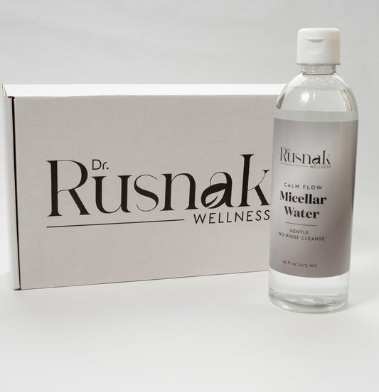 Dr Rusnak Wellness Calm Flow Micellar Water bottle and packaging for gentle, barrier-respecting facial cleansing