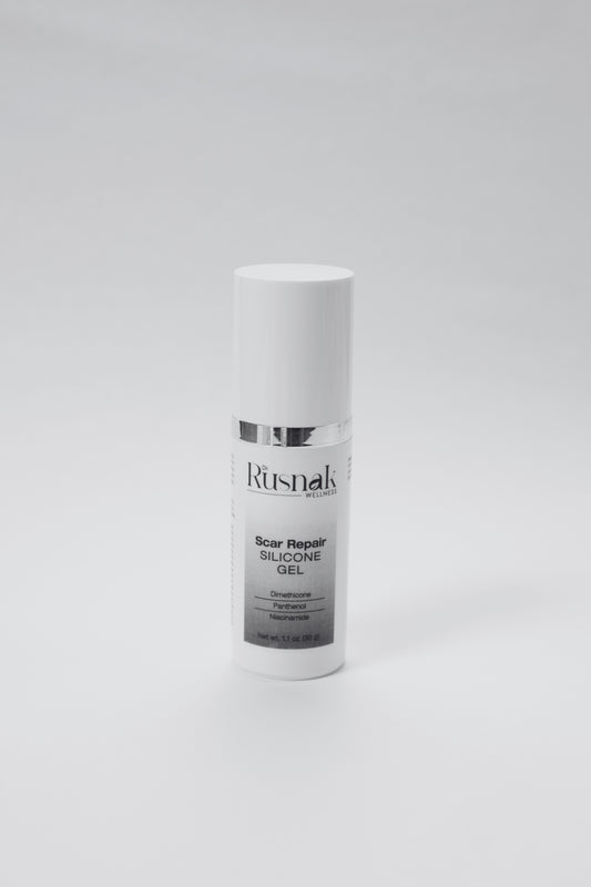 Rusnak silicone gel bottle on a white background