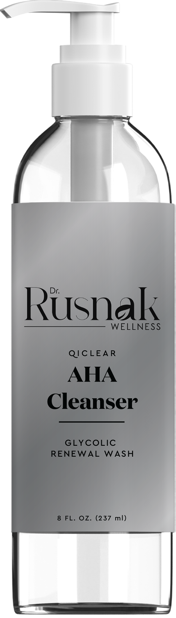 Dr. Rusnak Wellness Qi Clear AHA Cleanser bottle with pump on a white background
